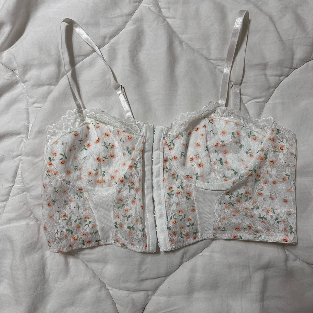 white floral bralette corset top